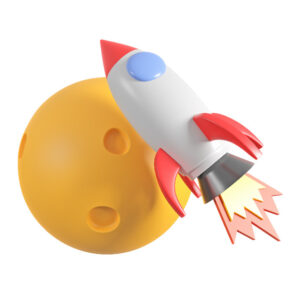 Cute rocket and yellow full moon.,which is clearly cheese. How could I resist?